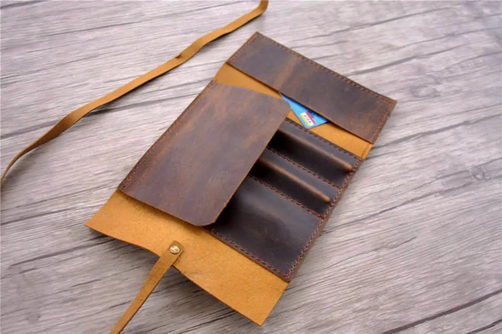 Handcrafted Leather Pencil Case Holder Tool Case Roll