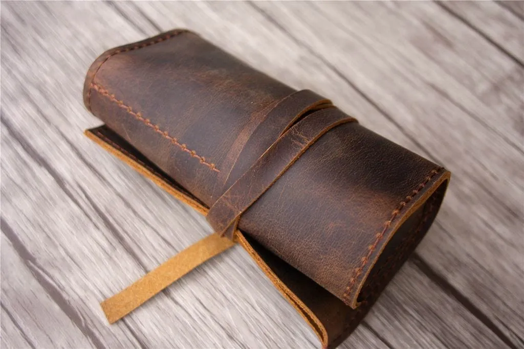 Handcrafted Leather Pencil Case Holder Tool Case Roll