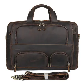 Handmade Vintage Leather Briefcase Men Messenger Bag Leather Handbag Men Shoulder Crossbody Bag