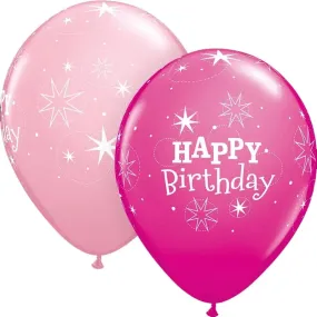 Happy Birthday Sparkle Pink Balloon - 6 Pkt