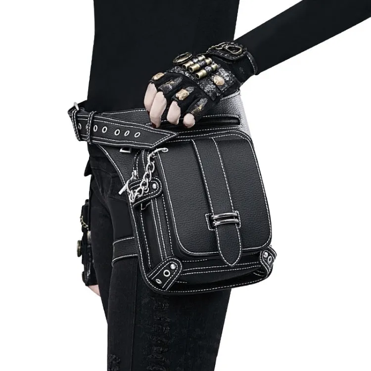 HG051 Steampunk Retro Waist Bag Outdoor One-Shoulder Messenger Bag(Black)