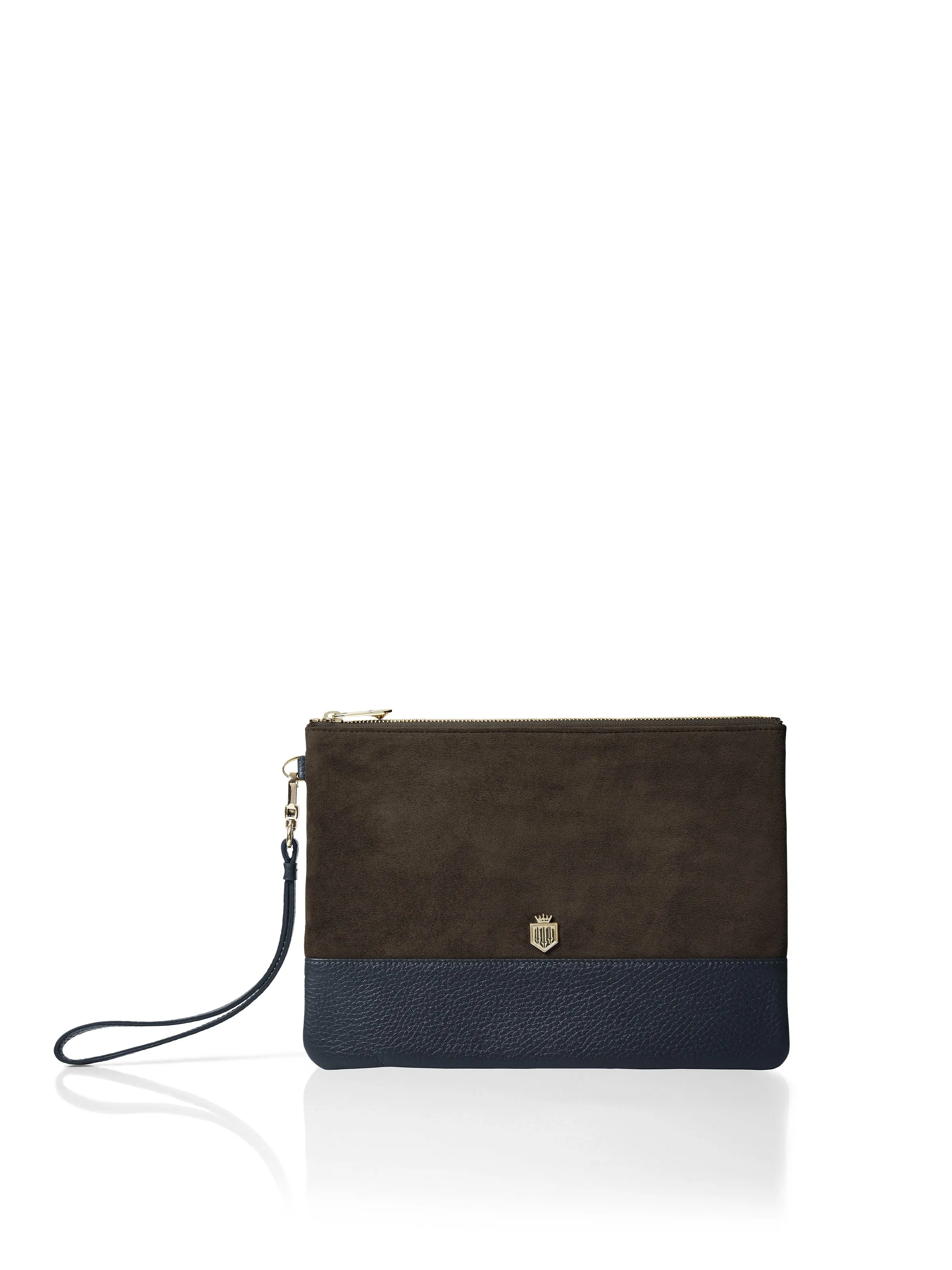 Highbury Clutch - Chocolate & Navy