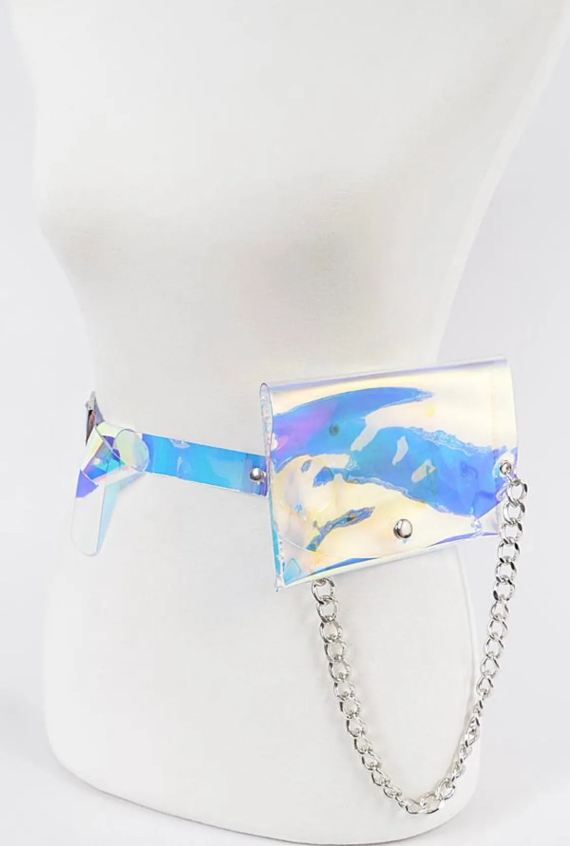 Holographic Fanny Pack w/ Silver Shoulder Chain