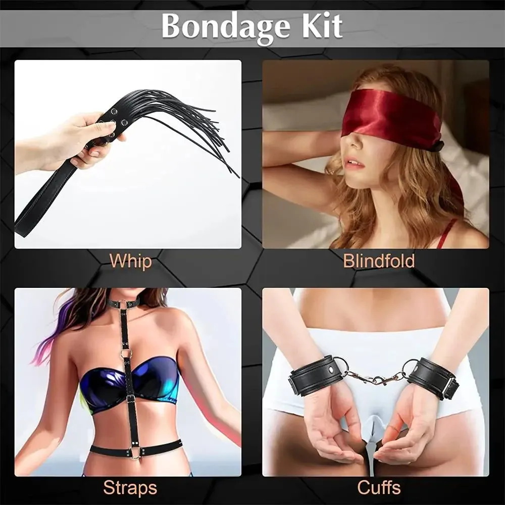 Hook Up 4 Piece Plush Bondage Set – Adult Sex Straps SM Gameplay Tools