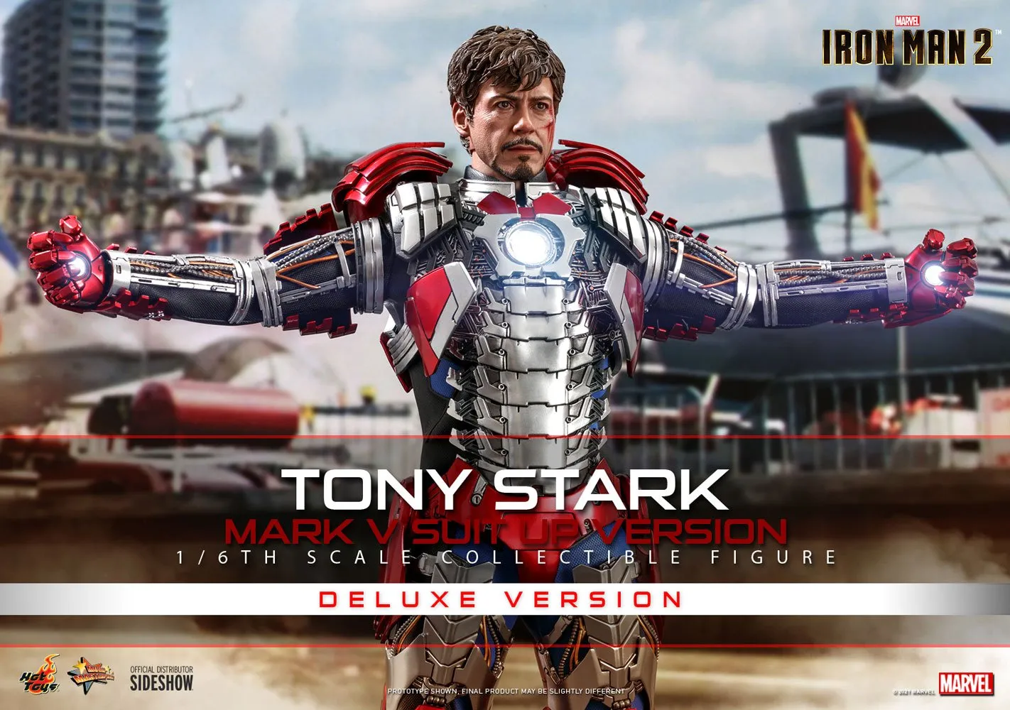 Hot Toys Iron Man 2 Tony Stark (Mark V Suit Up Version) Deluxe Sixth Scale Figure