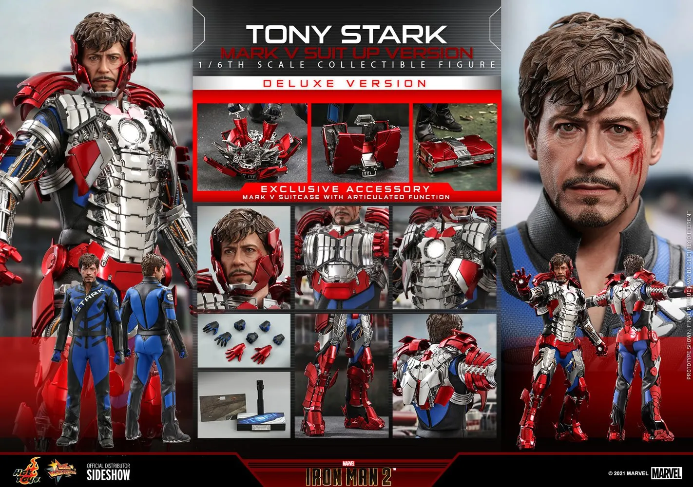 Hot Toys Iron Man 2 Tony Stark (Mark V Suit Up Version) Deluxe Sixth Scale Figure