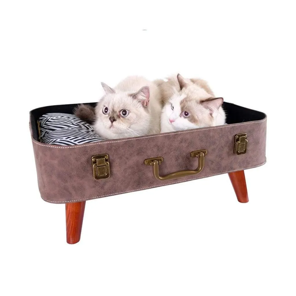 Ibiyaya® Vintage Retro Suitcase Pet Bed | Brown