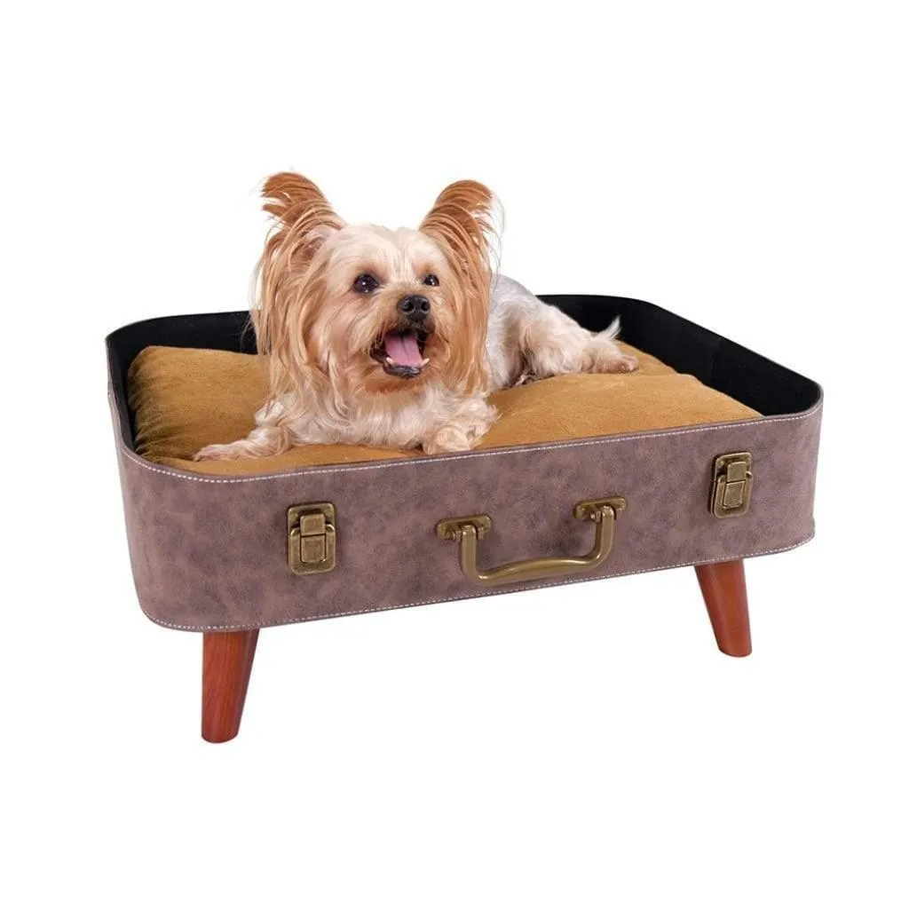 Ibiyaya® Vintage Retro Suitcase Pet Bed | Brown