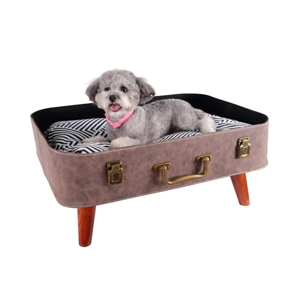 Ibiyaya® Vintage Retro Suitcase Pet Bed | Brown