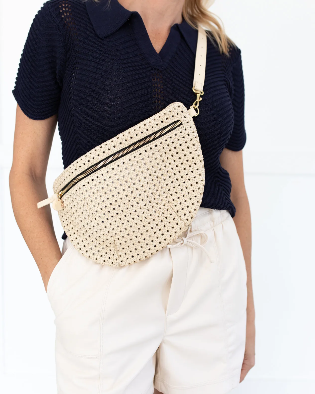 Ivory Rattan Fanny Pack