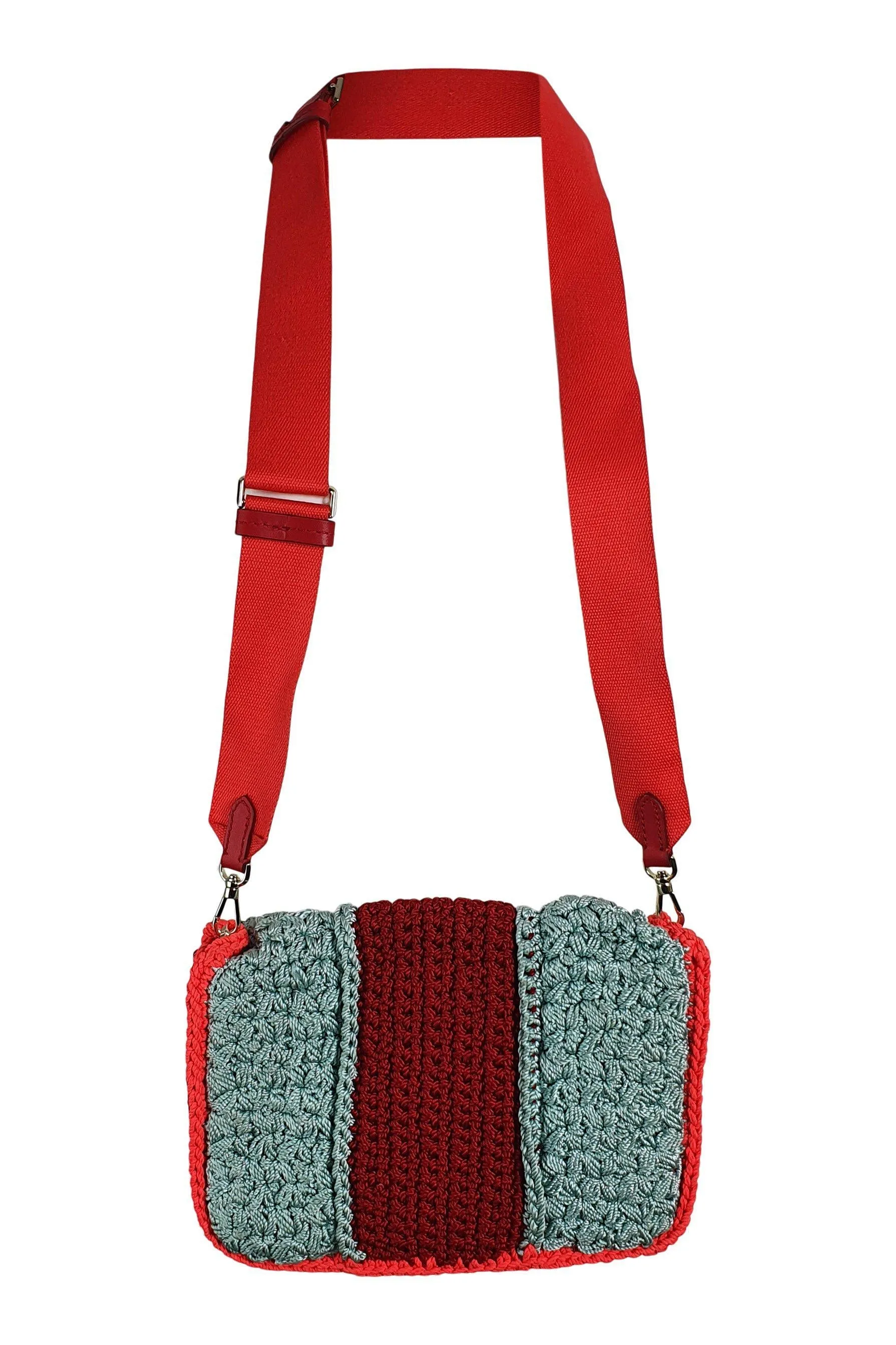 KATE SPADE New York Red Blue Knitted Spade Flower Crossbody Sample Bag (S)