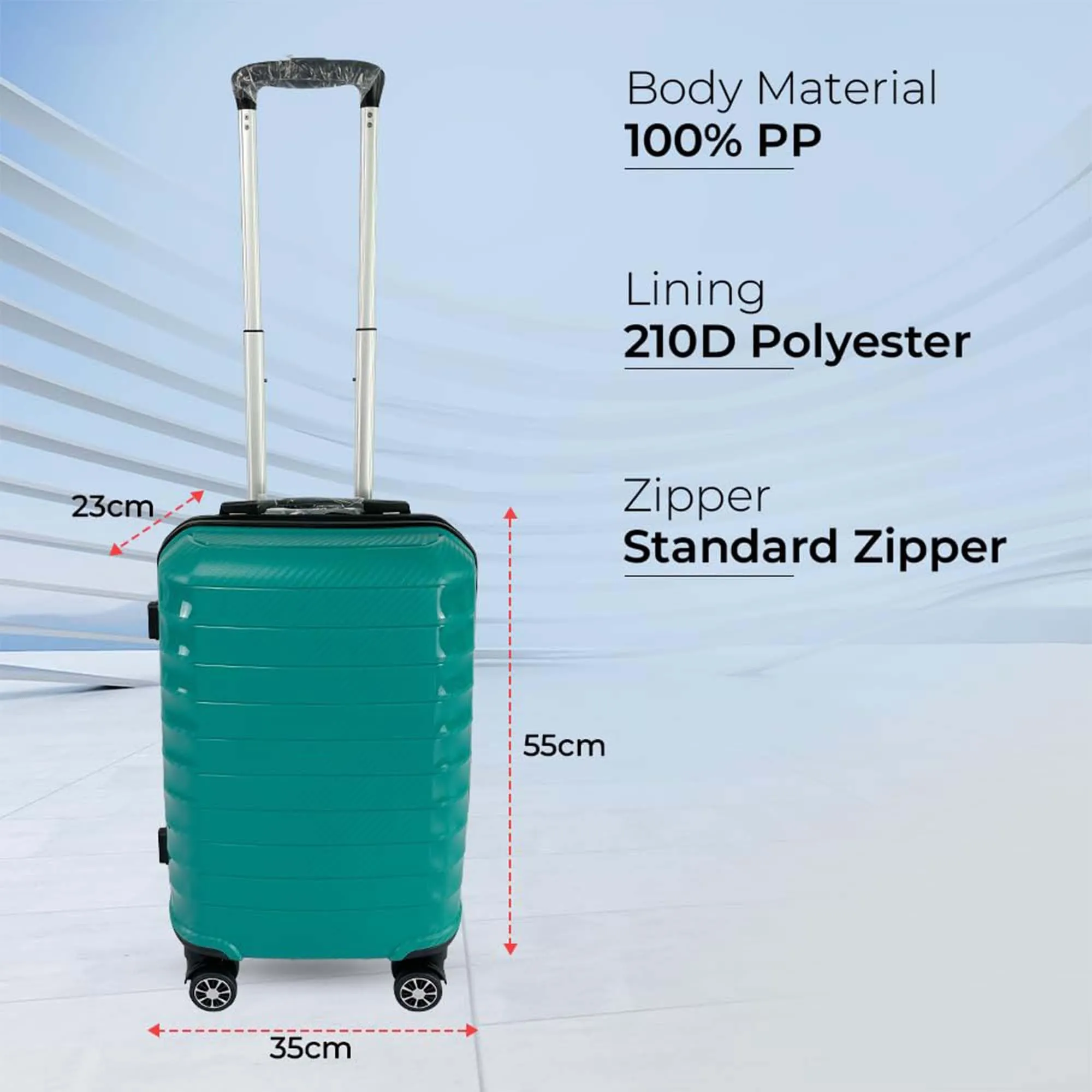 Kuber Industries 20inch Strong & Lightweight Cabin Trolley Bags with 360 Degree Rotating Wheels | Expandable Carry-On Cabin Luggage Suitcase | Bags for Travelling | PP103020OGRN-Sea Green