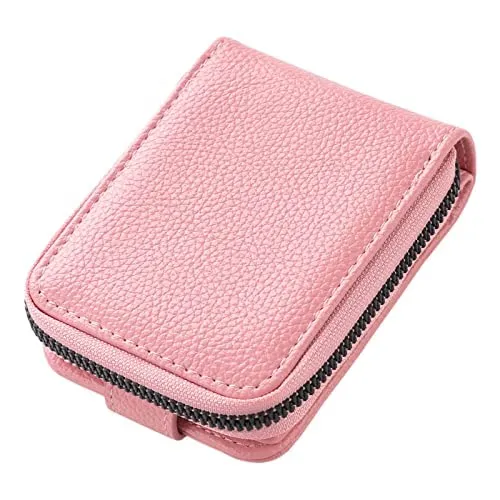 Kuber Industries Card Holder Wallet for Men Women|Debit Credit Card Holder|Wallet for Id, Visiting Card, Buisness Card|RFID Protected|Button & Zipper Closure Wallet|Pink (Pack of 5)