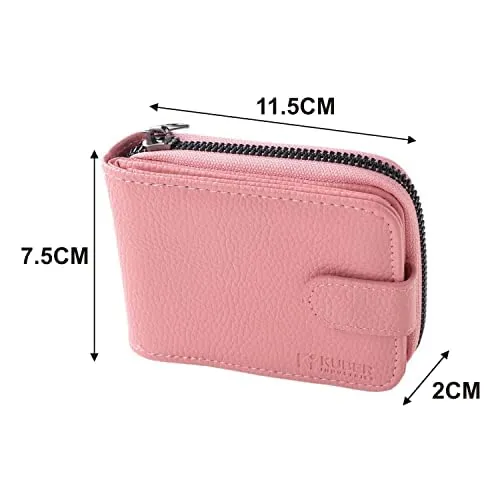 Kuber Industries Card Holder Wallet for Men Women|Debit Credit Card Holder|Wallet for Id, Visiting Card, Buisness Card|RFID Protected|Button & Zipper Closure Wallet|Pink (Pack of 5)