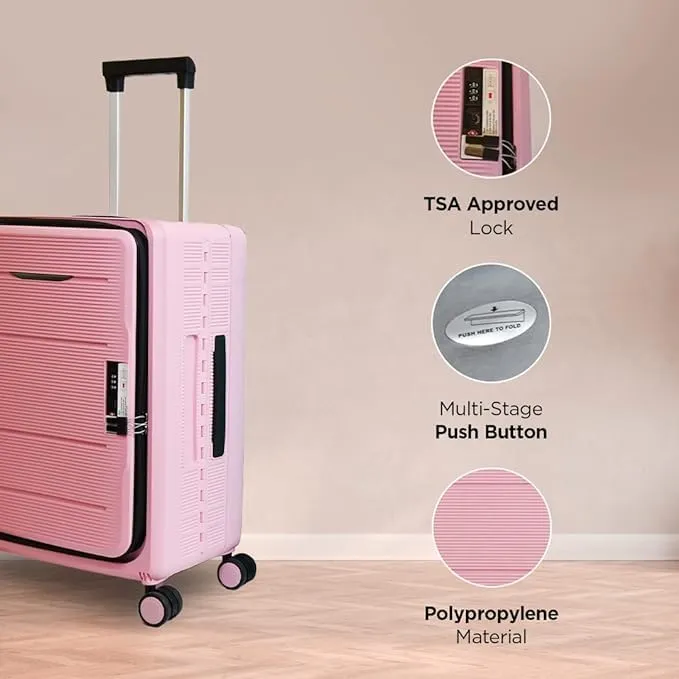 Kuber Industries Luggage Bag | Trolley Bags for Travel | Collapsible Luggage Bag | Travelling Bag | Trolley Bags for Suitcase | Lightweight Luggage Bag | 24 Inch | Pack of 4 | Rose Pink