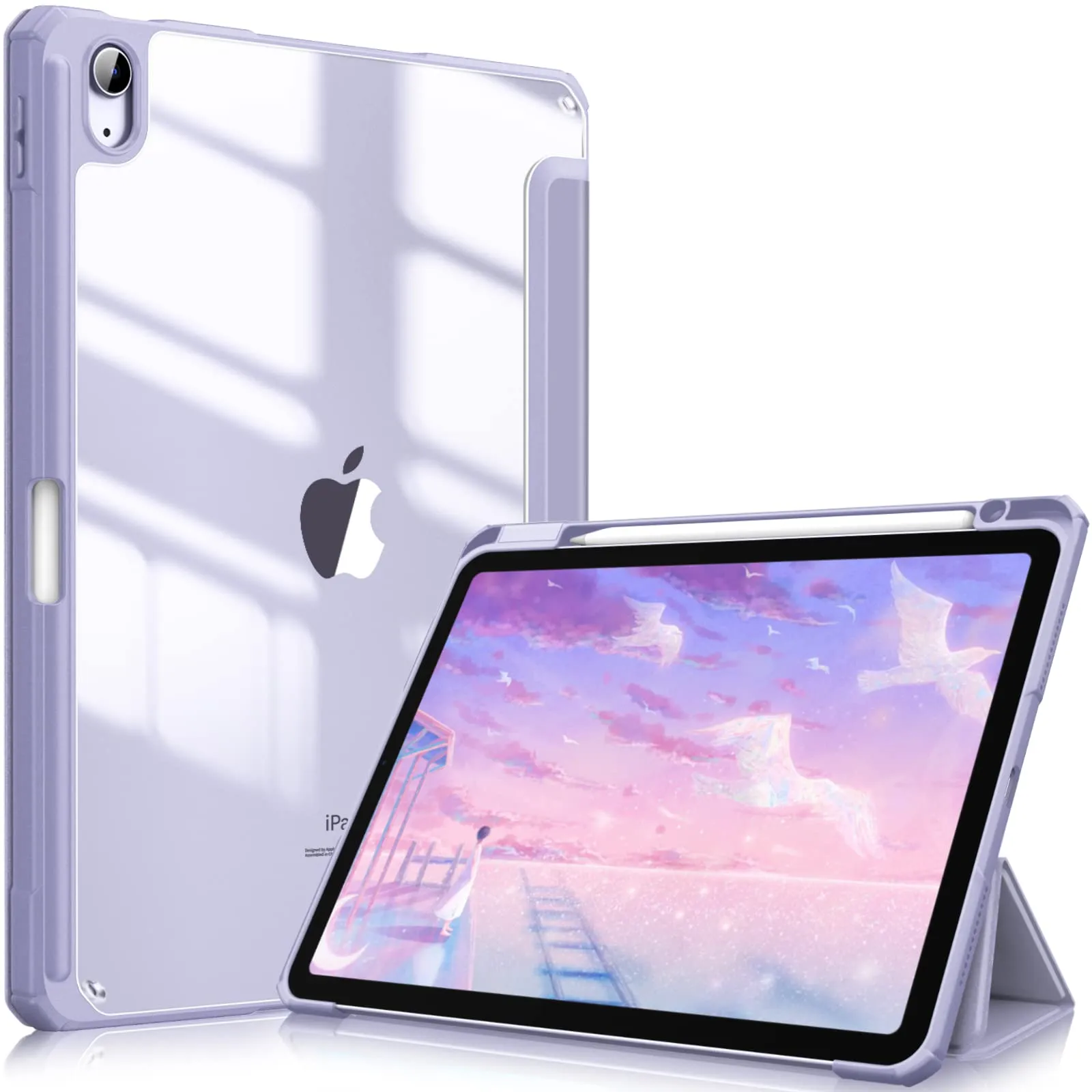 Lavender 10.9" iPad 10th Gen Case 2022, Pencil Holder, Auto Sleep