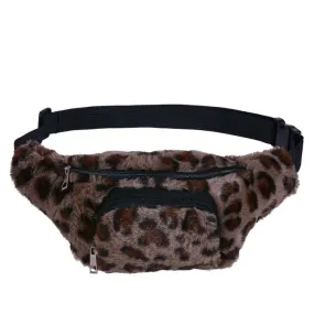 Leopard print fluffy bumbag