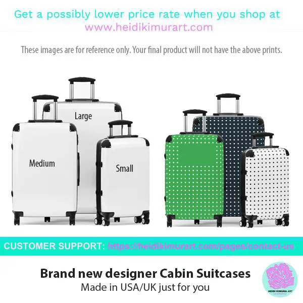 Light Gray Clover Print Suitcases, Irish Style St. Patrick's Day Designer Suitcase Luggage (Small, Medium, Large)