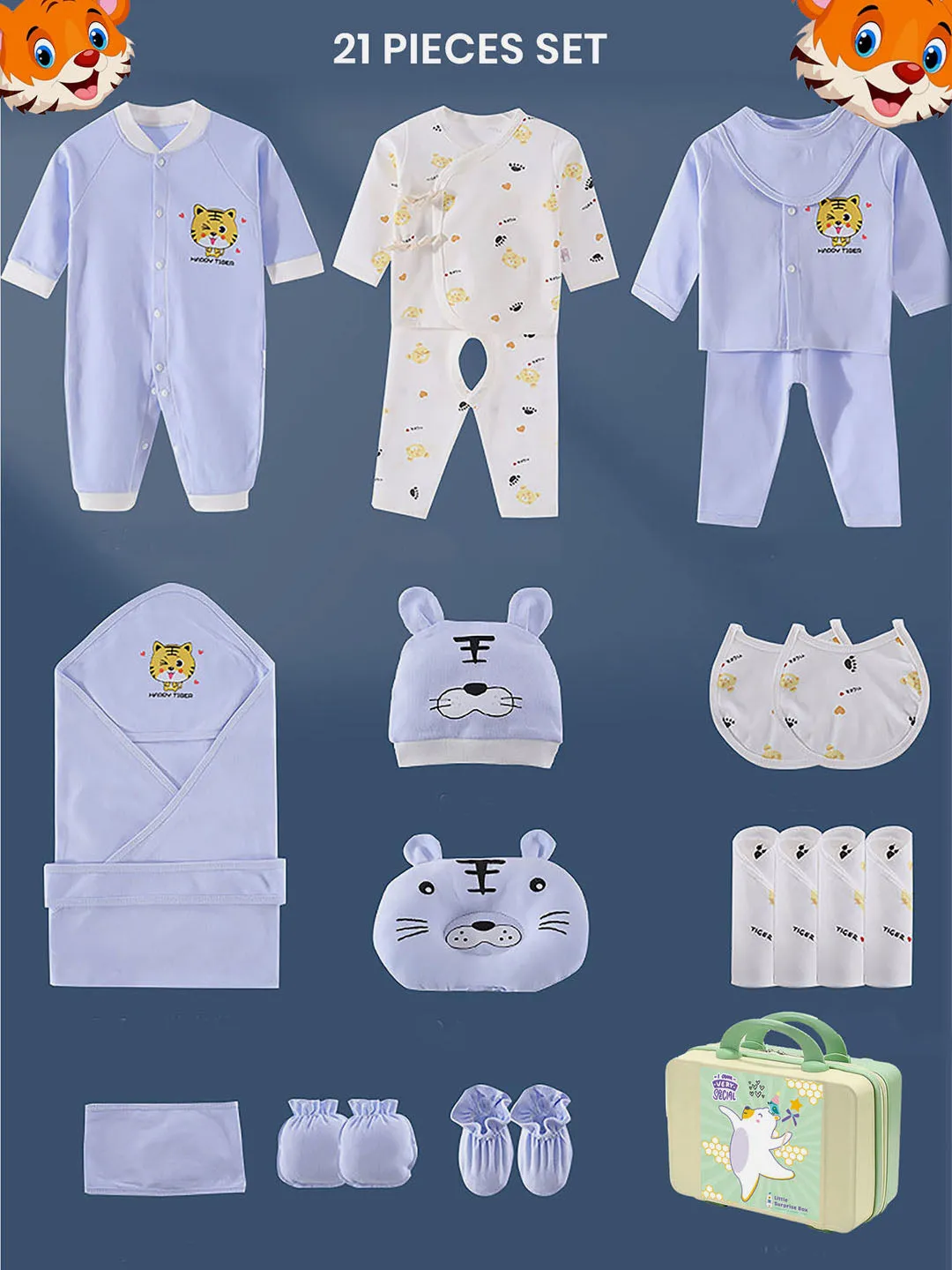 Little Surprise Box 21 Pcs Baby Newborn Baby Girl/ Boy All Season Wear Gift Hamper With Suitcase