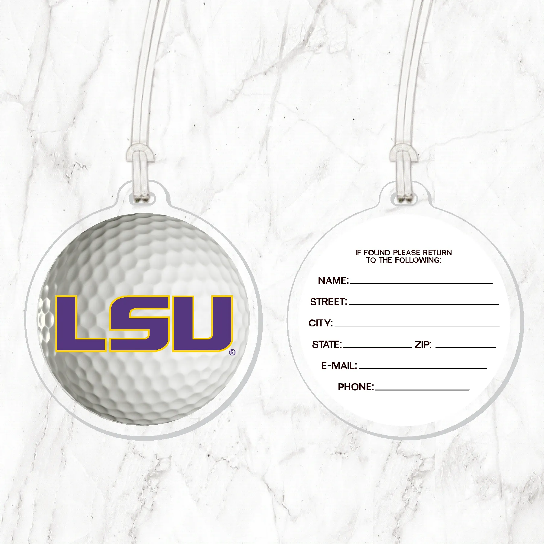 LSU Golf Ball Luggage Tag