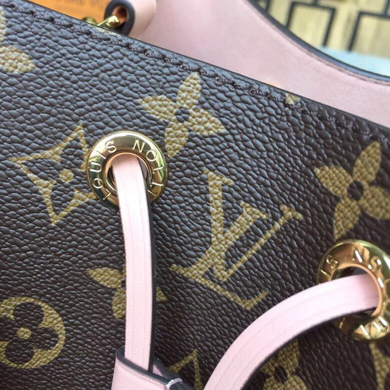 LV NeoNoe MM Bucket Bag Monogram Canvas Rose Poudre Pink For Women, WoBags, Shoulder Bags 10.2in/26cm LV M44022