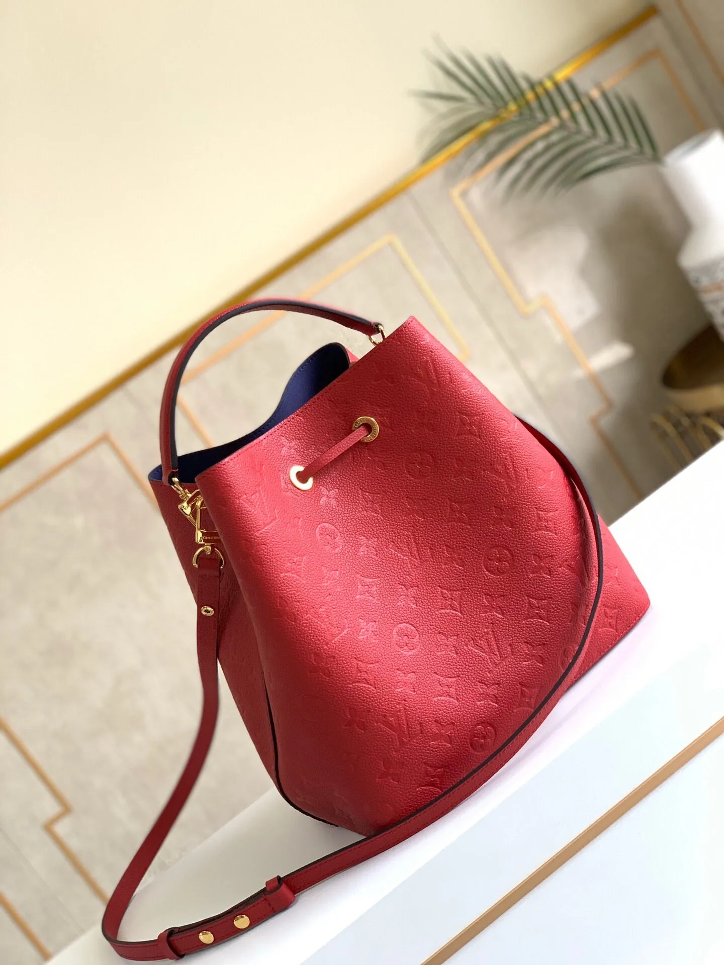 LV NeoNoe MM Bucket Bag Monogram Empreinte Red For Women, Women’s Bags, Shoulder Bags 10.2in/26cm LV