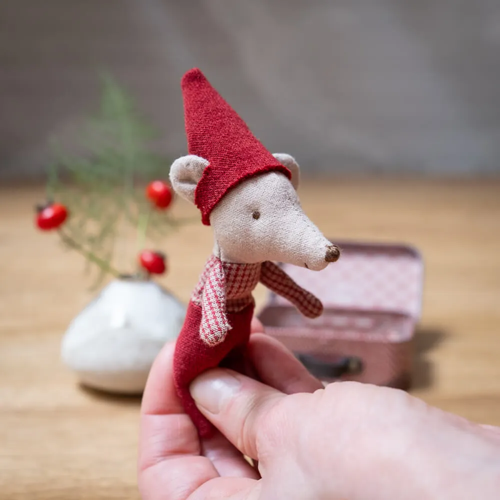 Maileg Christmas mouse baby in suitcase