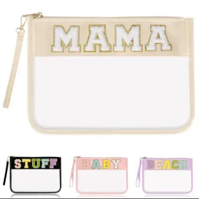 Mama Patch Letter Clear Zip Pouch