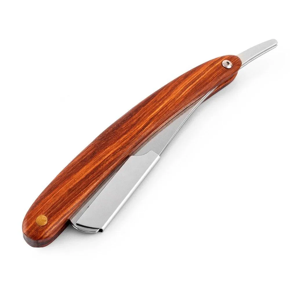 Manetto Shavette Straight Razor With Wooden Handle