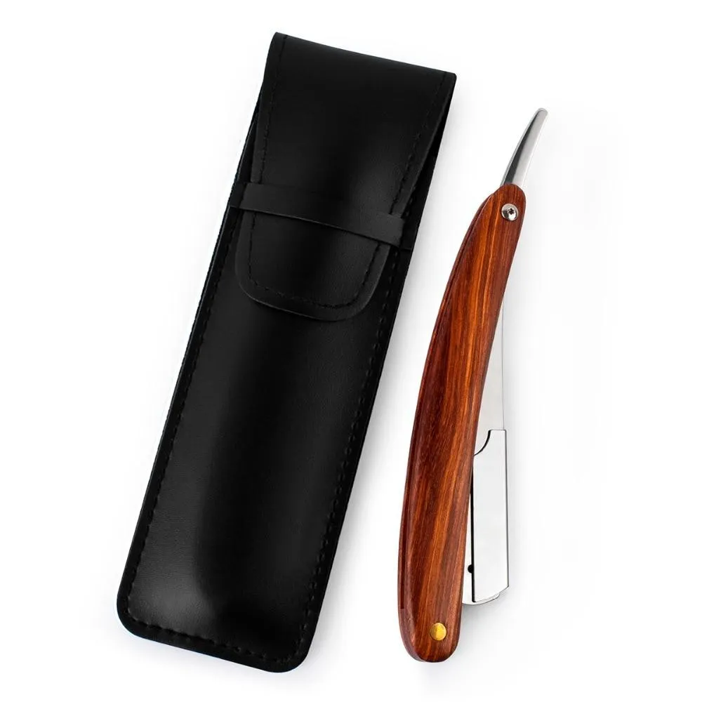 Manetto Shavette Straight Razor With Wooden Handle