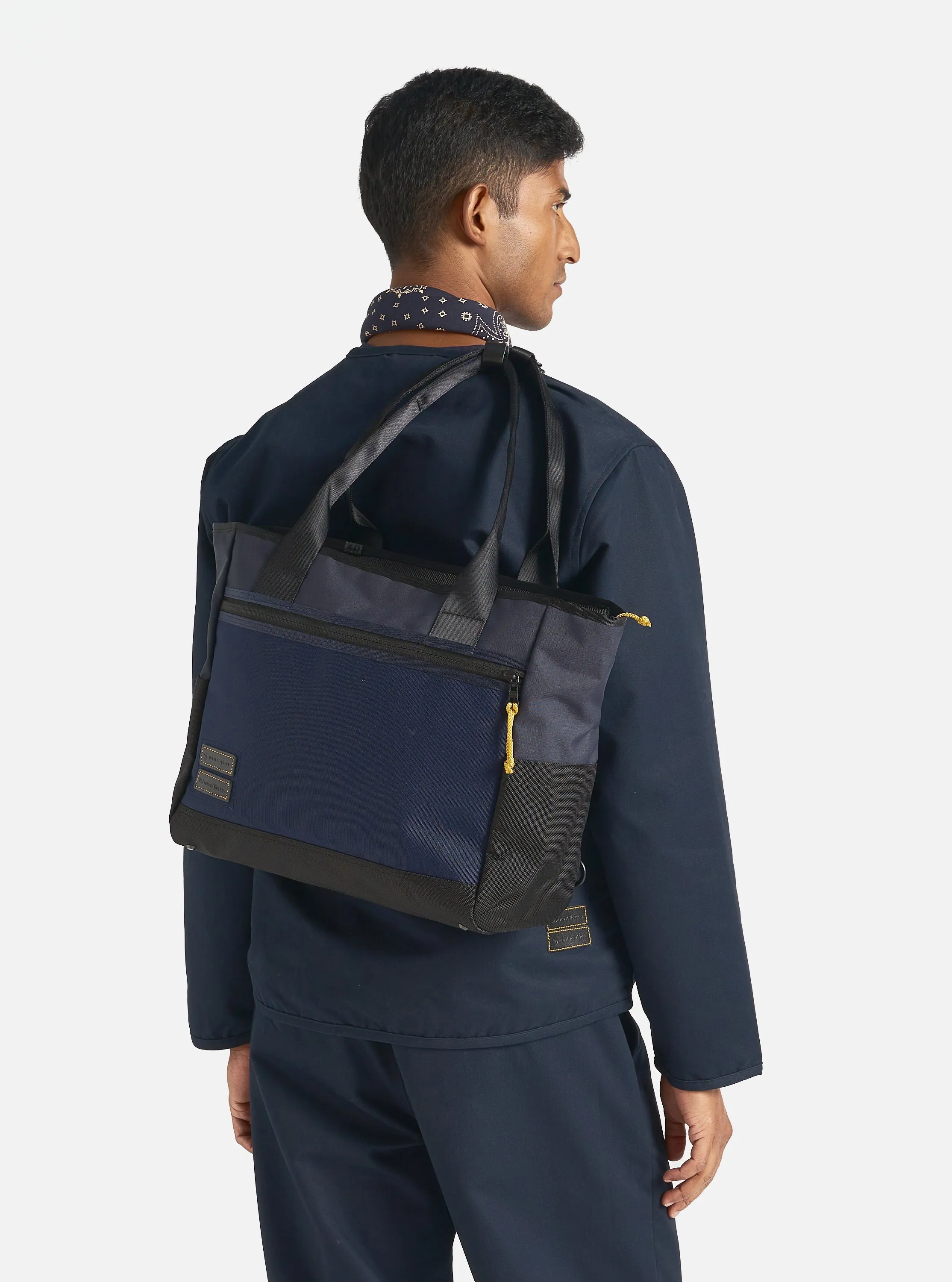 master-piece x Universal Works Tote Bag in Navy Recycled Tech Canvas