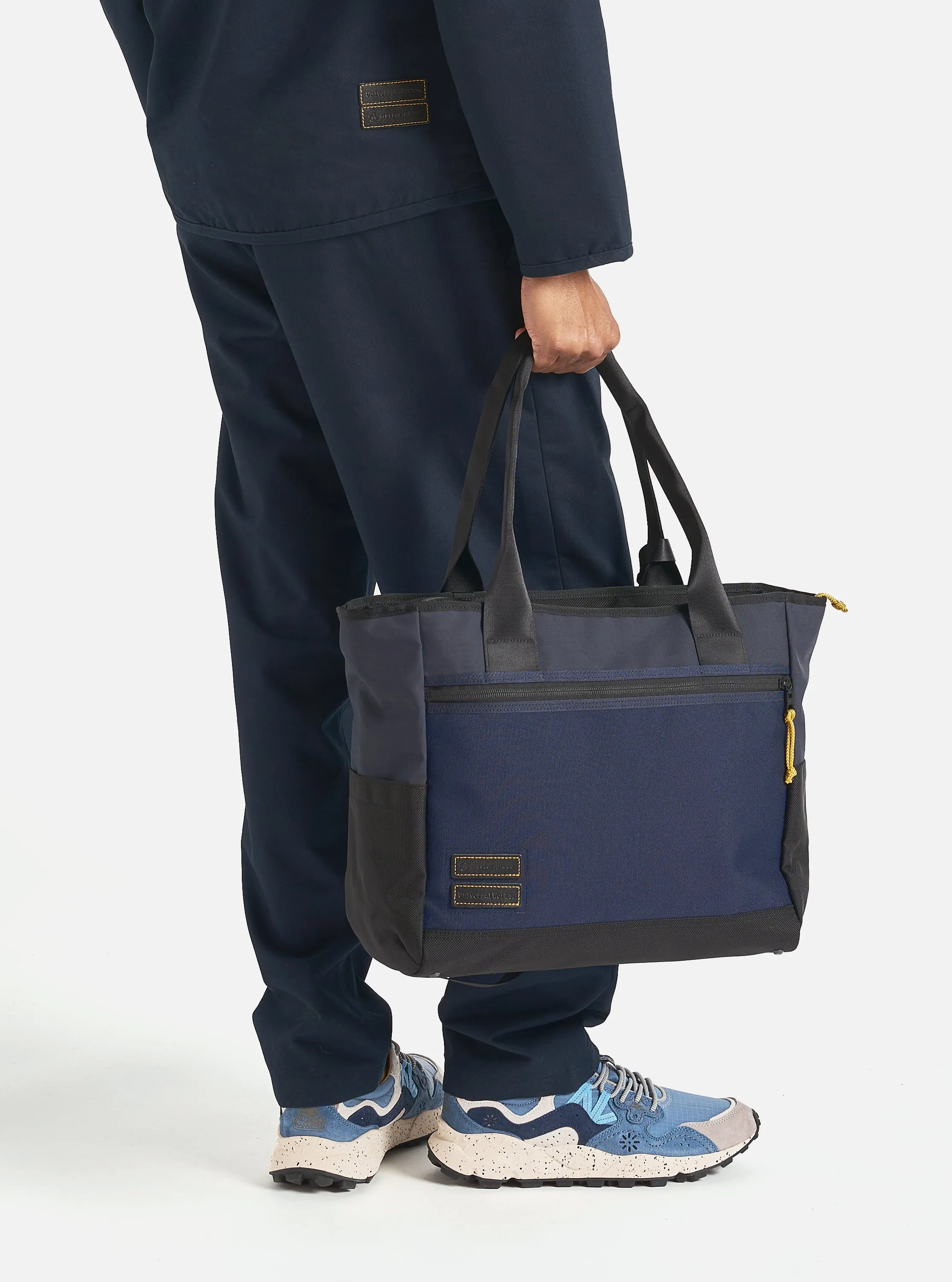 master-piece x Universal Works Tote Bag in Navy Recycled Tech Canvas