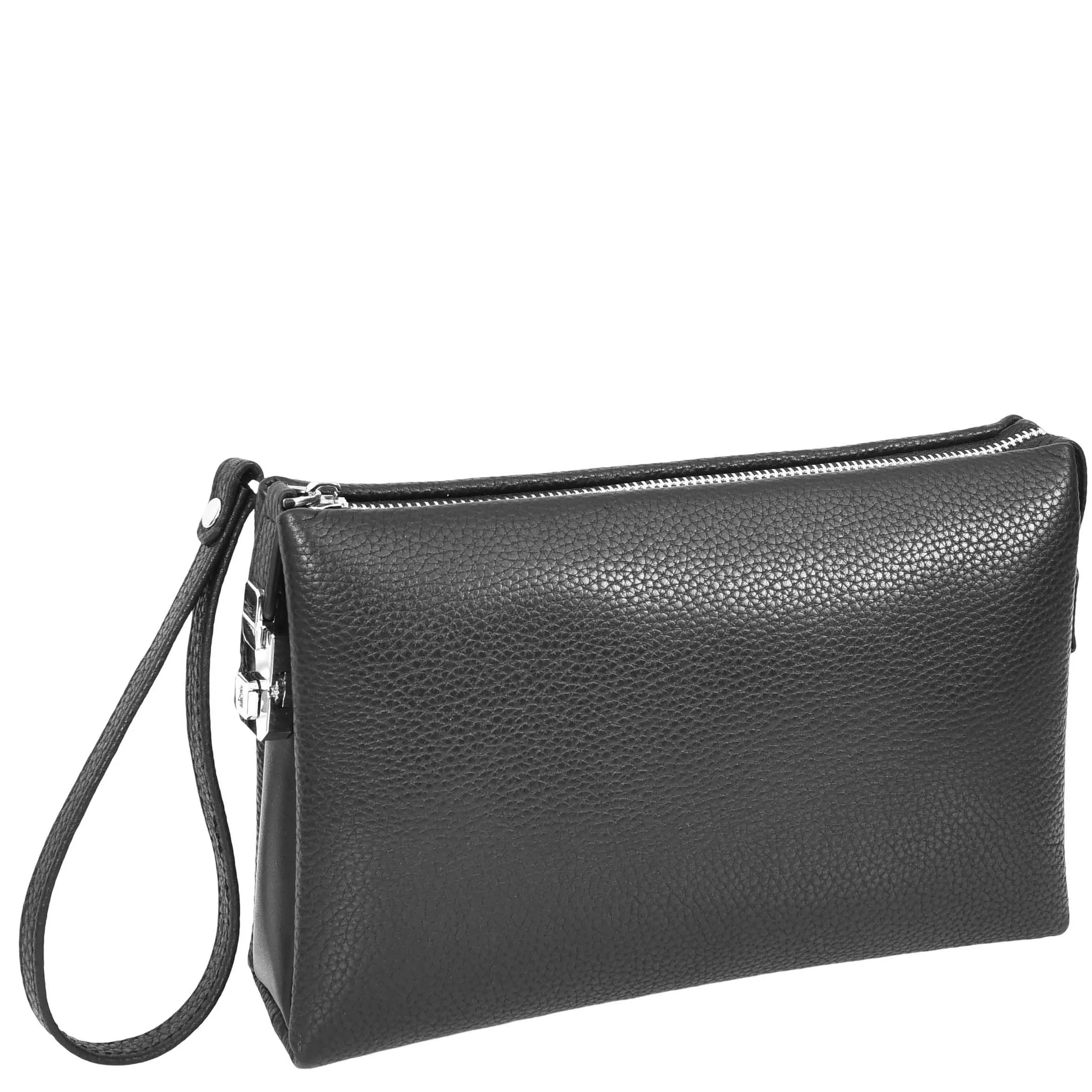 Mens Top Grain Leather Wrist Clutch Bag Digit Lock Mobile Pouch Travel Bag ANS13 Black