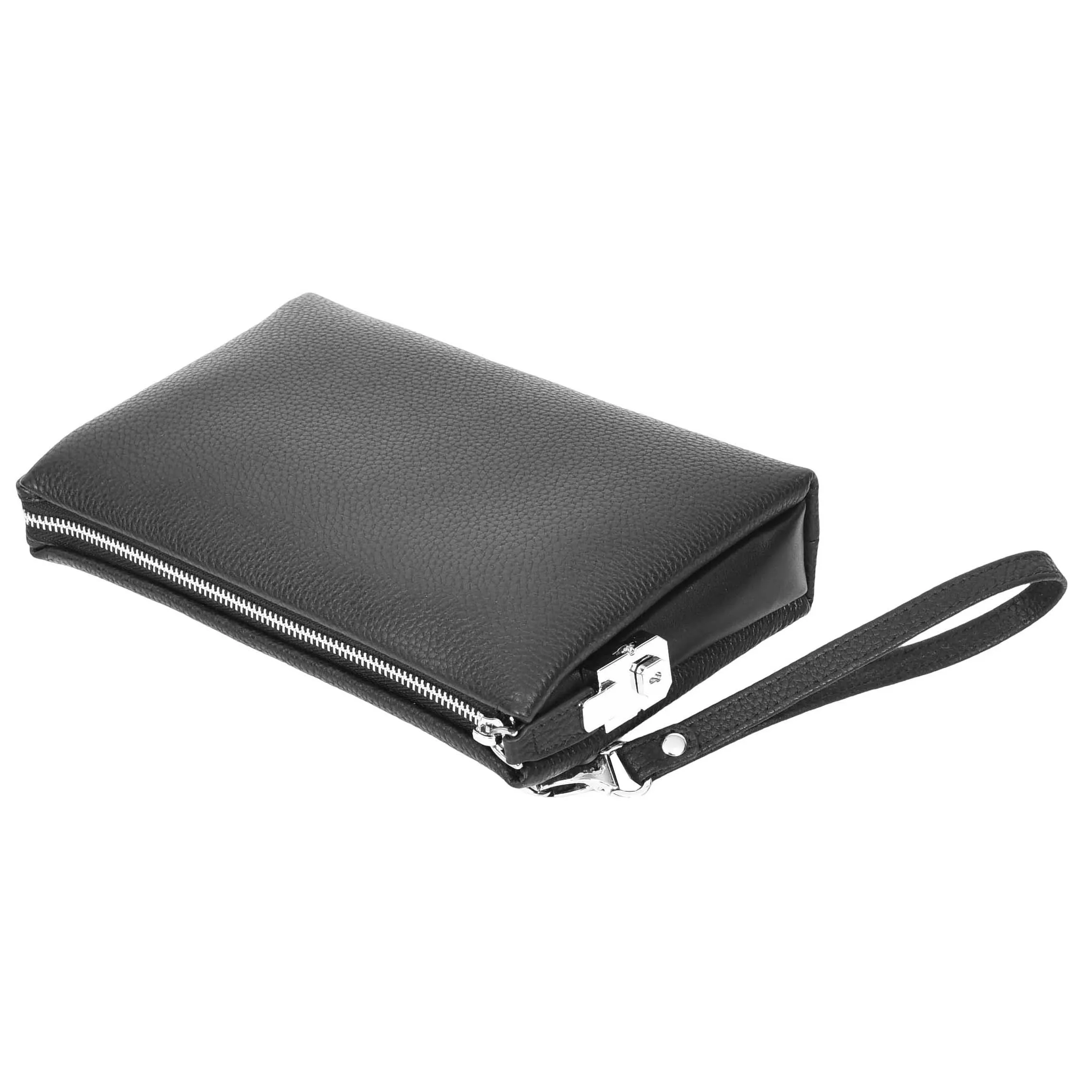 Mens Top Grain Leather Wrist Clutch Bag Digit Lock Mobile Pouch Travel Bag ANS13 Black