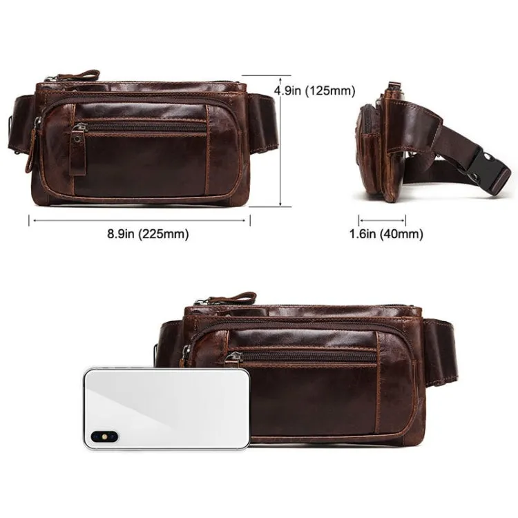 MH562 Leather Men Waste Bags Multifunctional Retro Messenger Bag(Brown)