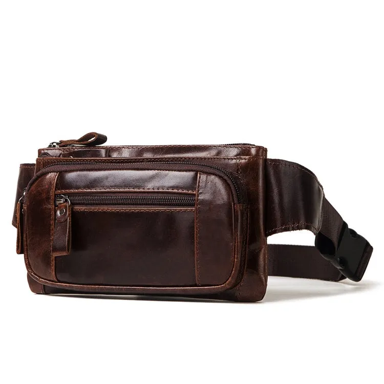 MH562 Leather Men Waste Bags Multifunctional Retro Messenger Bag(Brown)