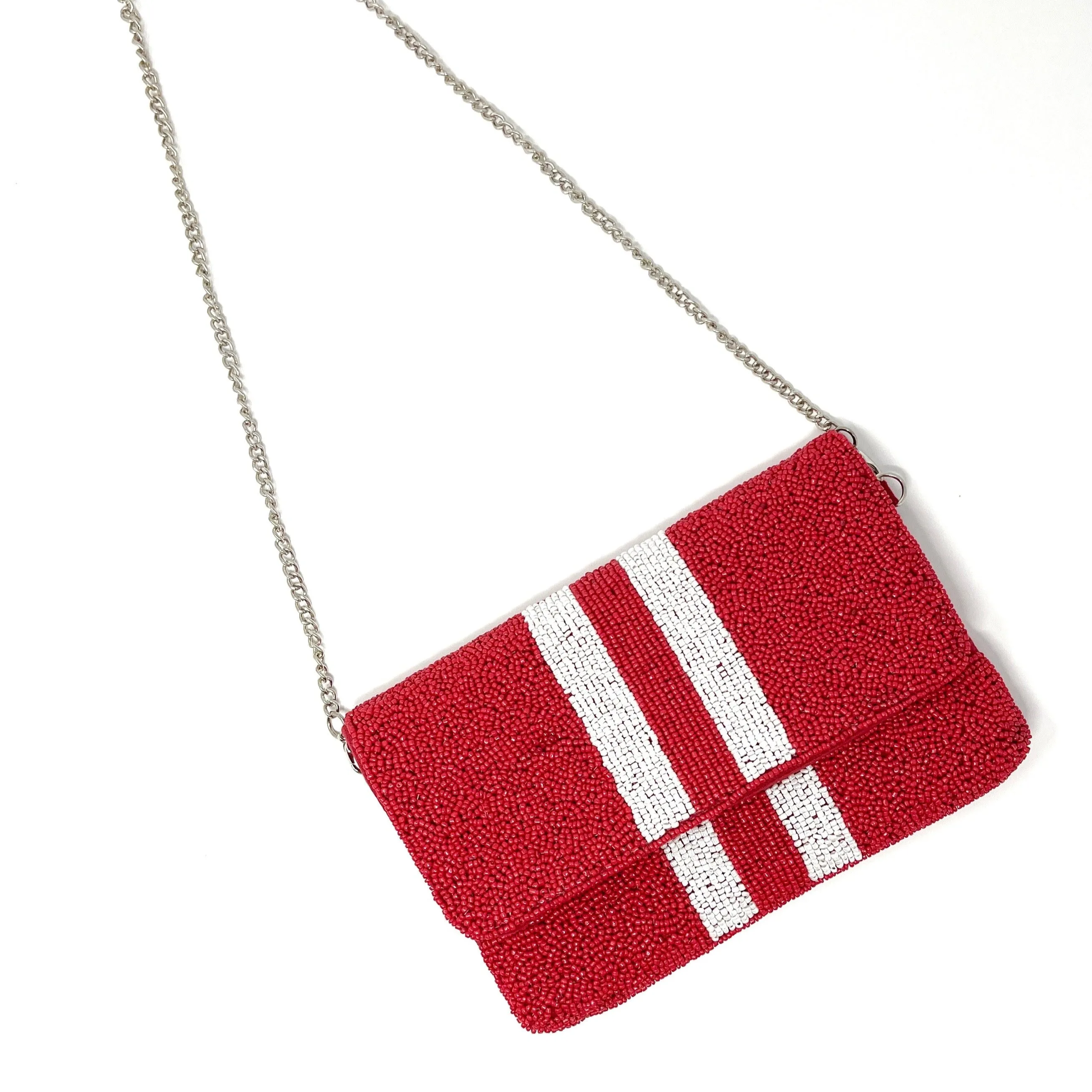 Mini Red Beaded Clutch Purse