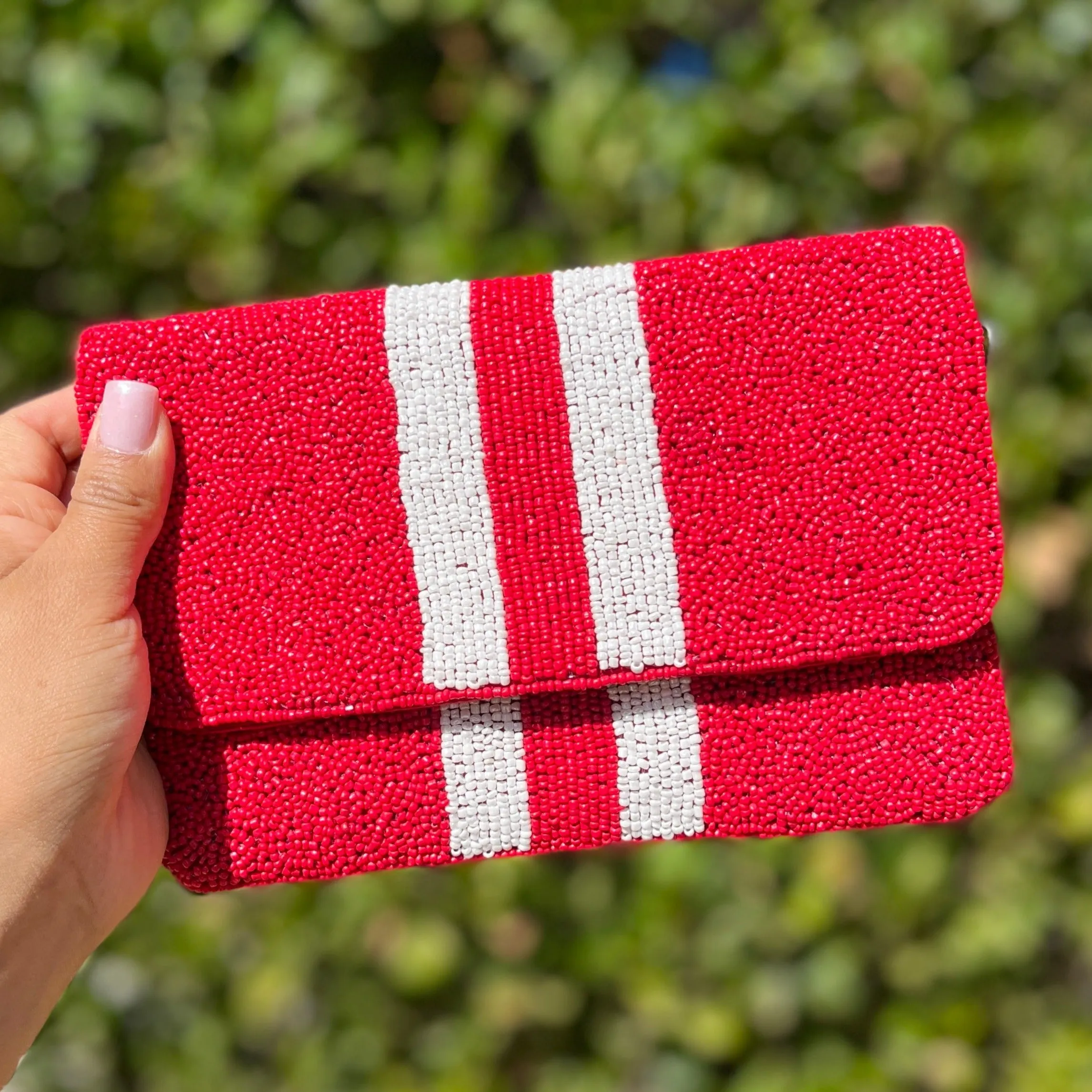 Mini Red Beaded Clutch Purse