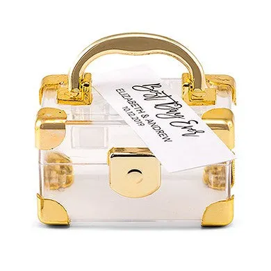 MINI TRAVEL SUITCASE FAVOUR BOX - GOLD (2/pkg)