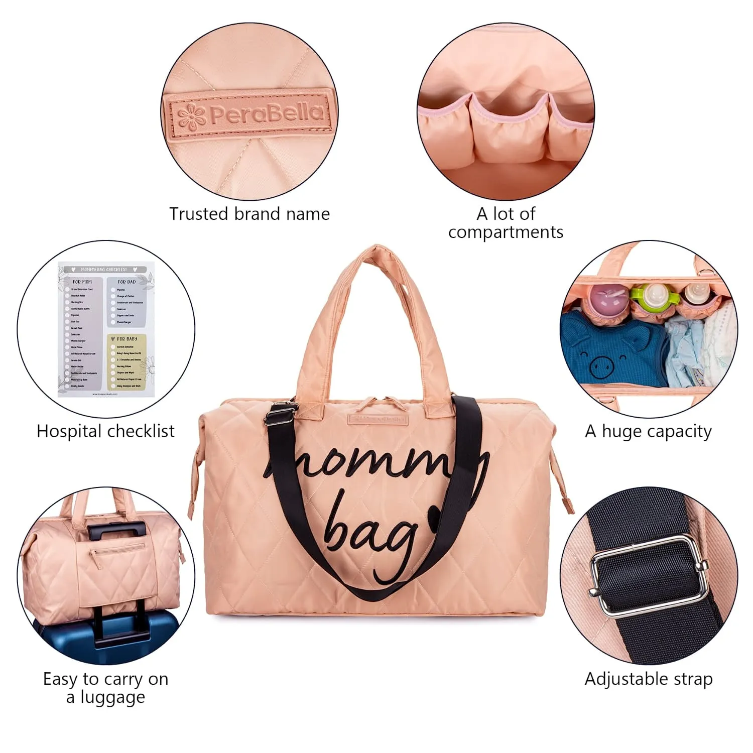 Mommy Bag for Hospital - Pink Handwritten