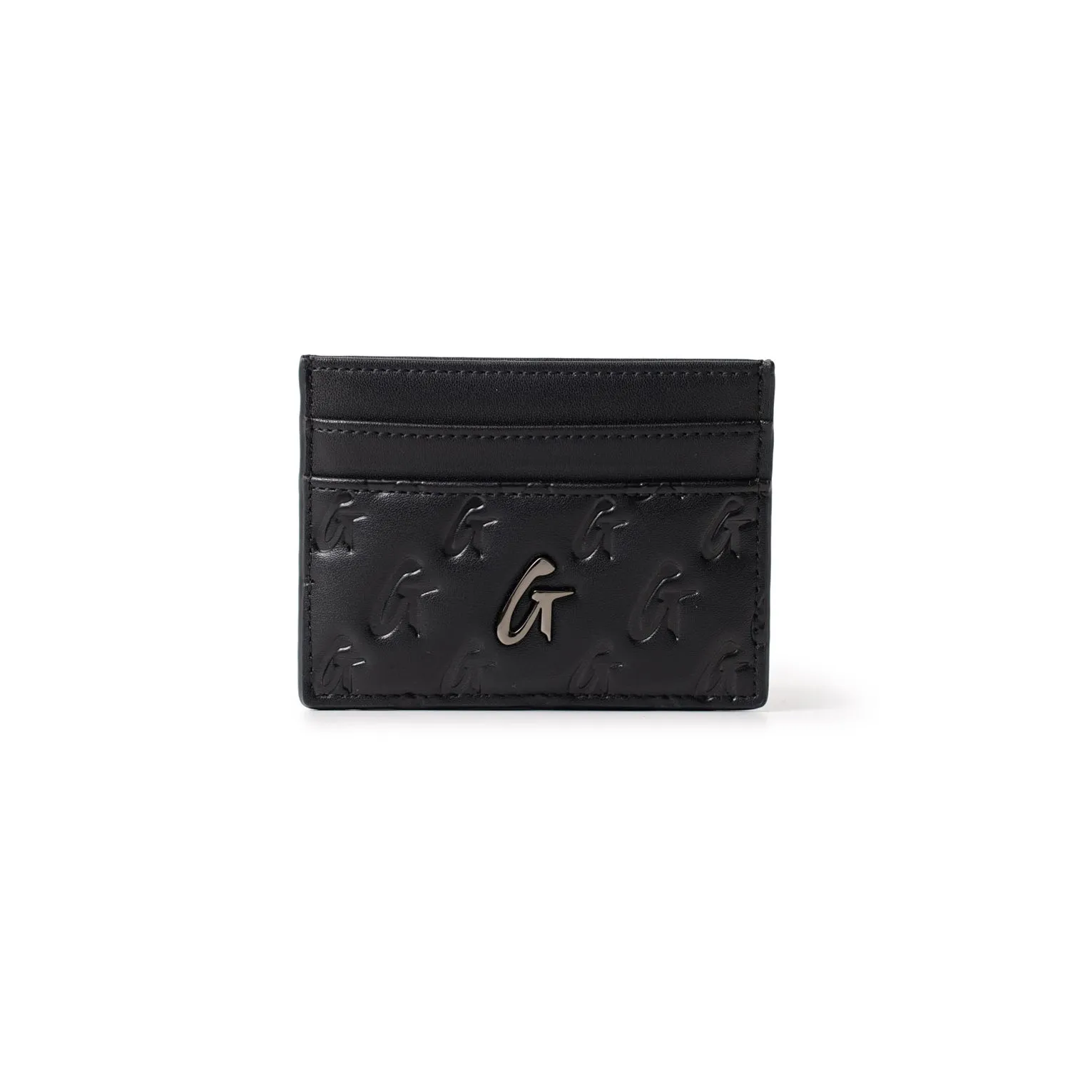 MONOGRAM GUNMETAL CARD HOLDER - BLACK