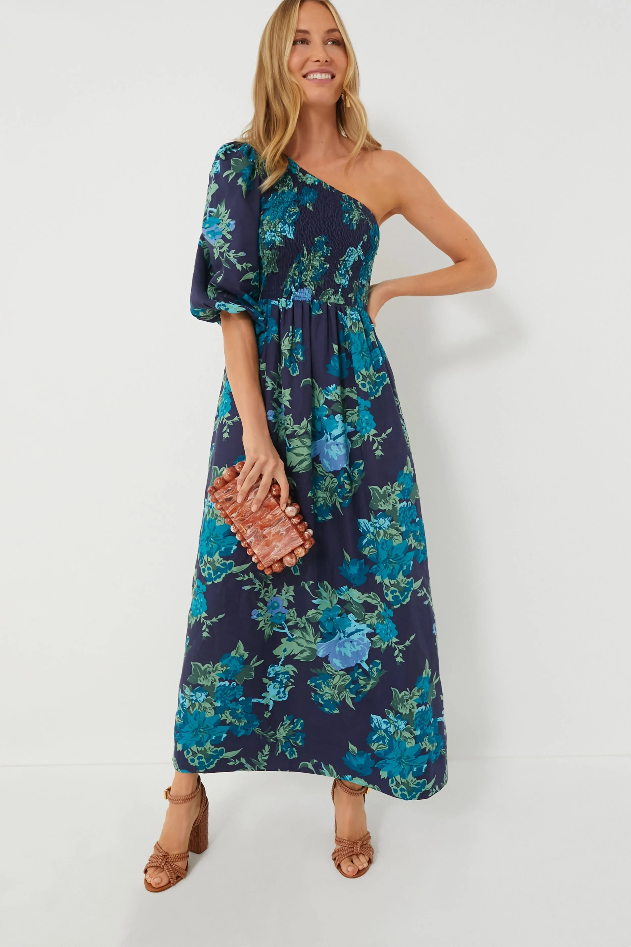 Navy Escala Floral Anha Maxi Dress