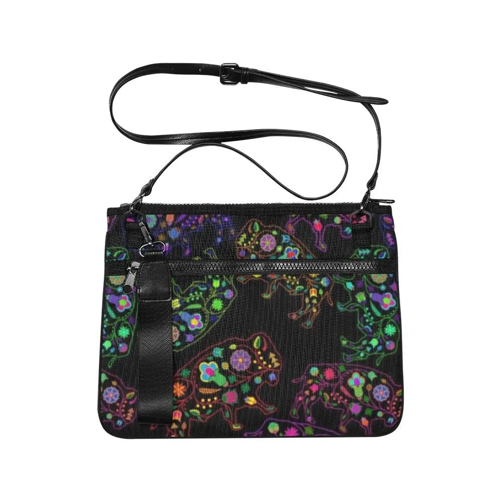 Neon Floral Buffalos Slim Clutch Bag