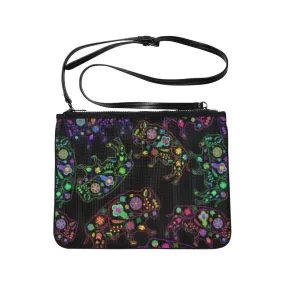 Neon Floral Buffalos Slim Clutch Bag