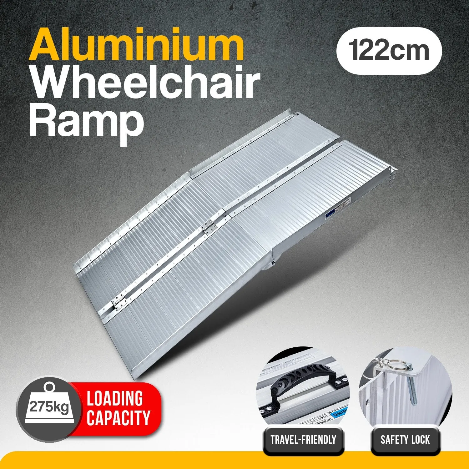 Non-slip 4ft Foldable Aluminium Wheelchair Ramp - Rigg