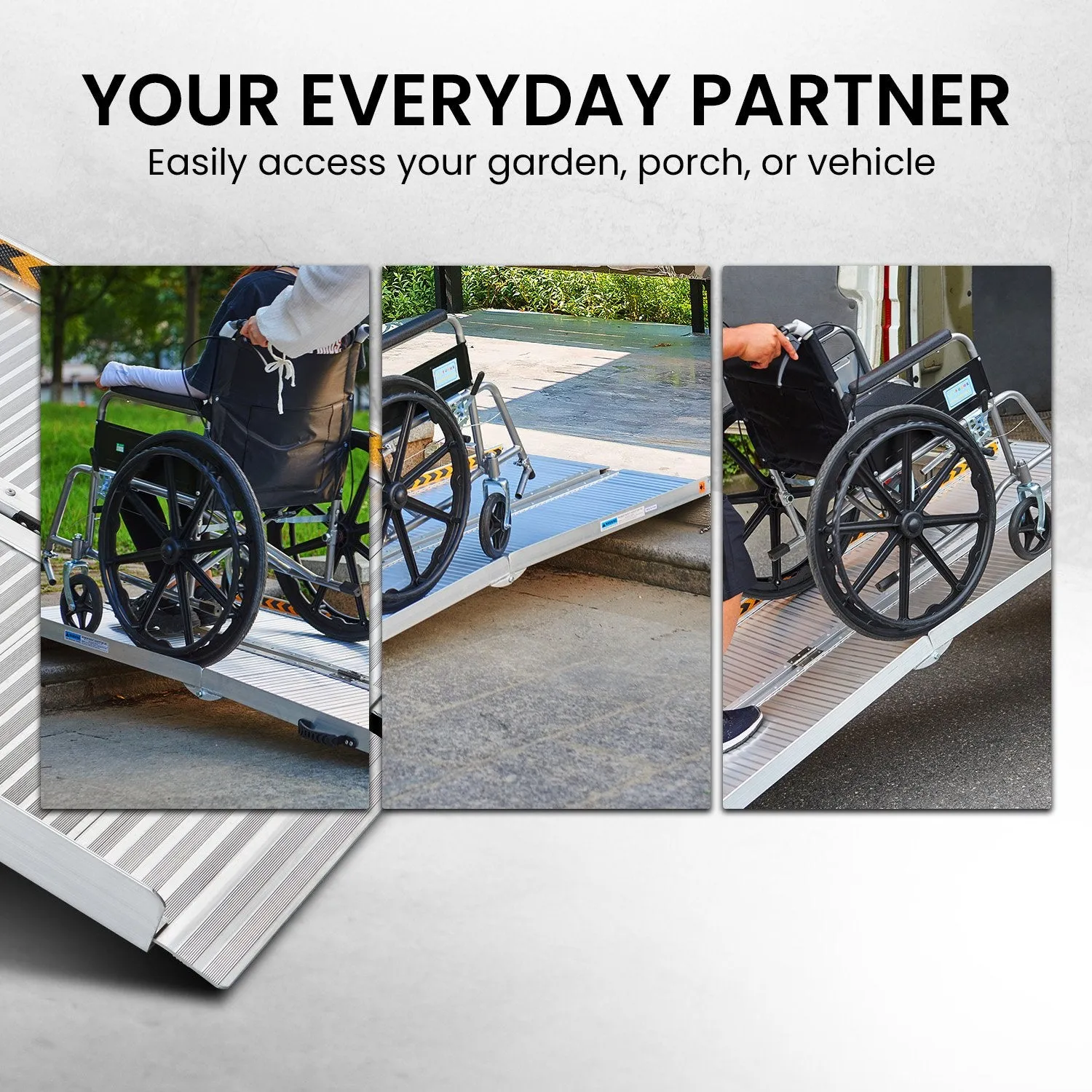 Non-slip 6ft Folding Aluminium Wheelchair Ramp, 272kg