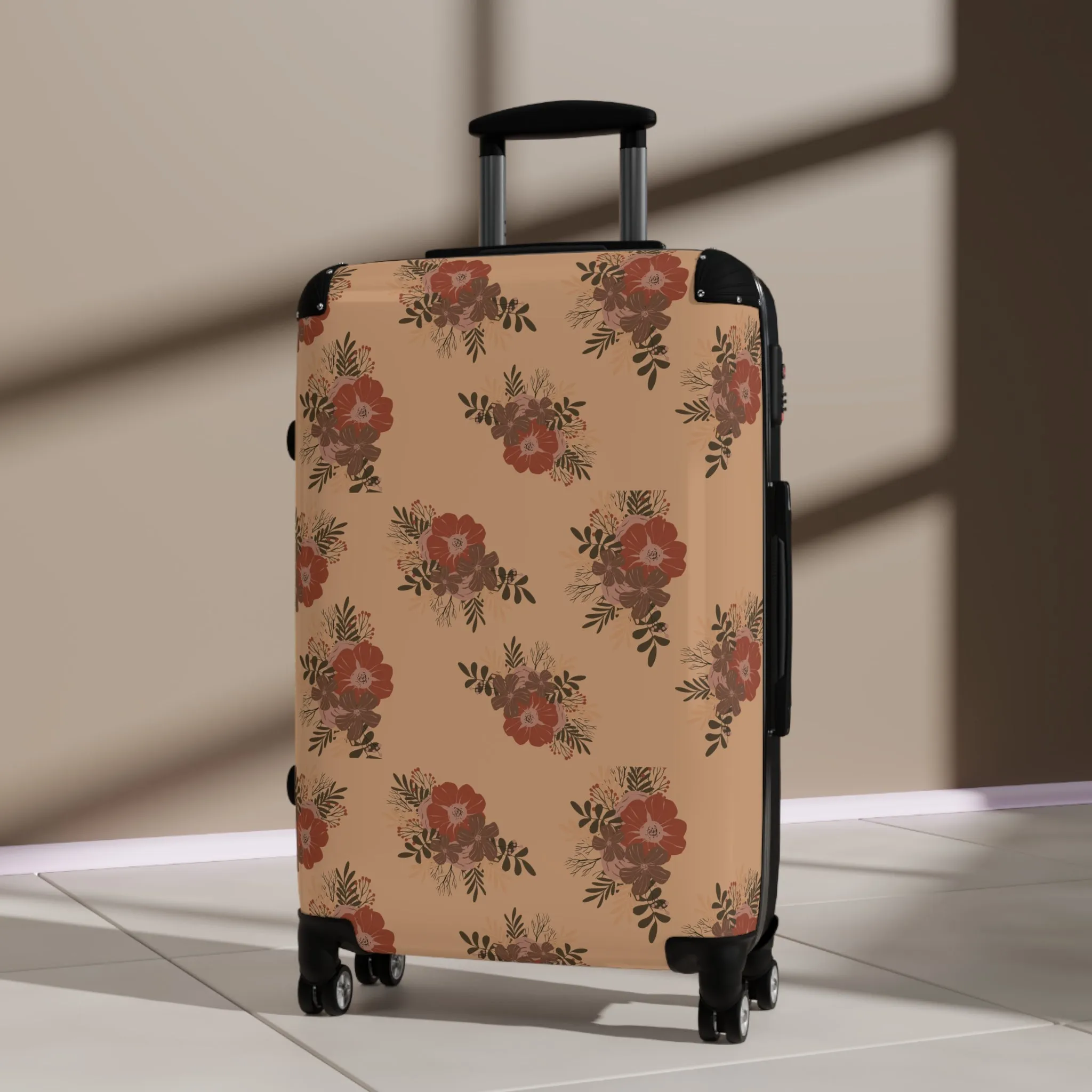 Nude Floral Traveler Suitcase