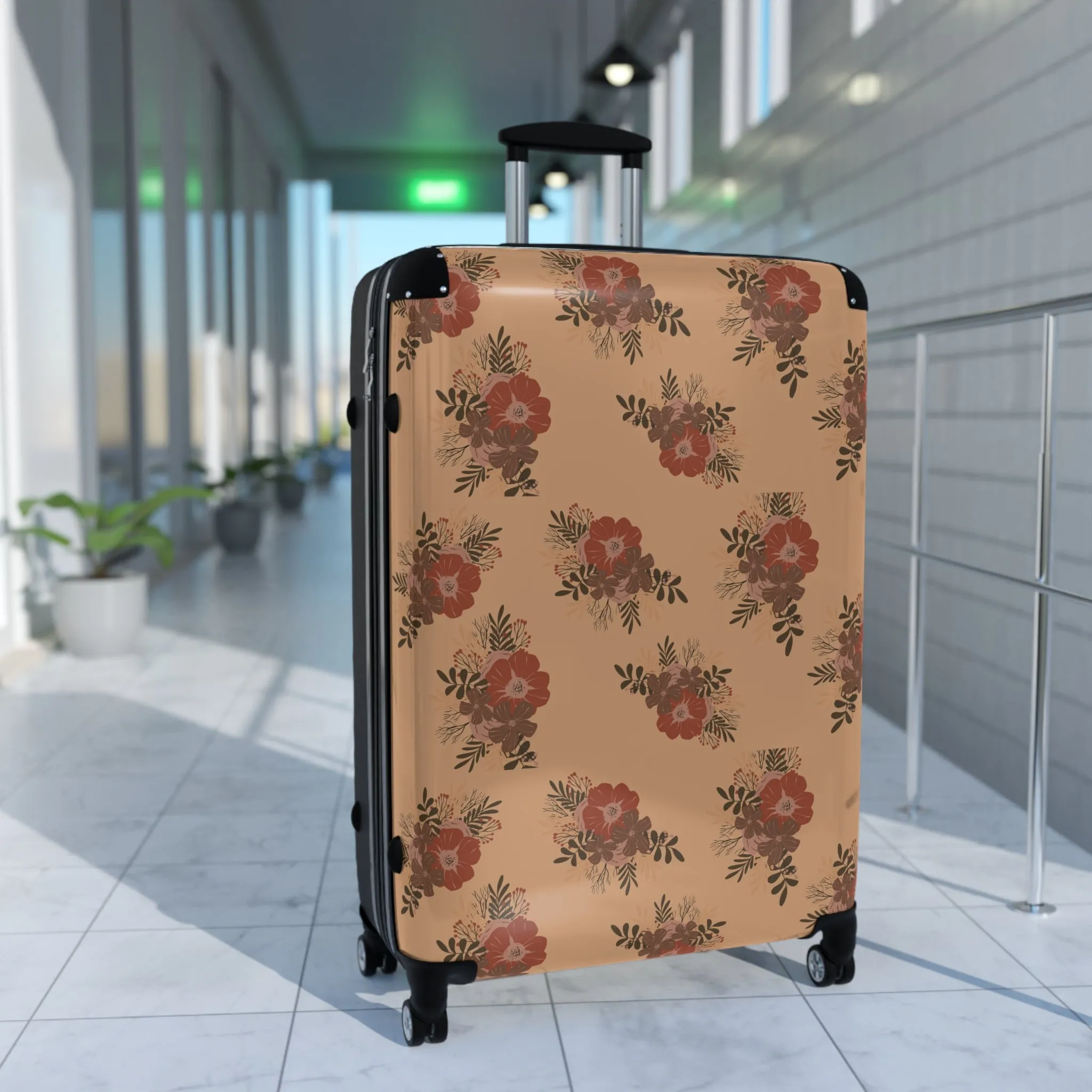 Nude Floral Traveler Suitcase