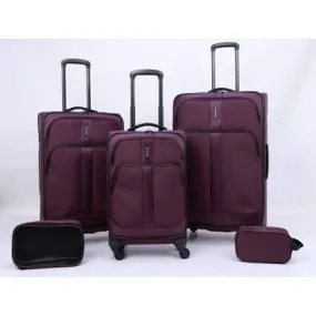 Open Box - Skyline 5pc Softside Checked Spinner Luggage Set - Burgundy