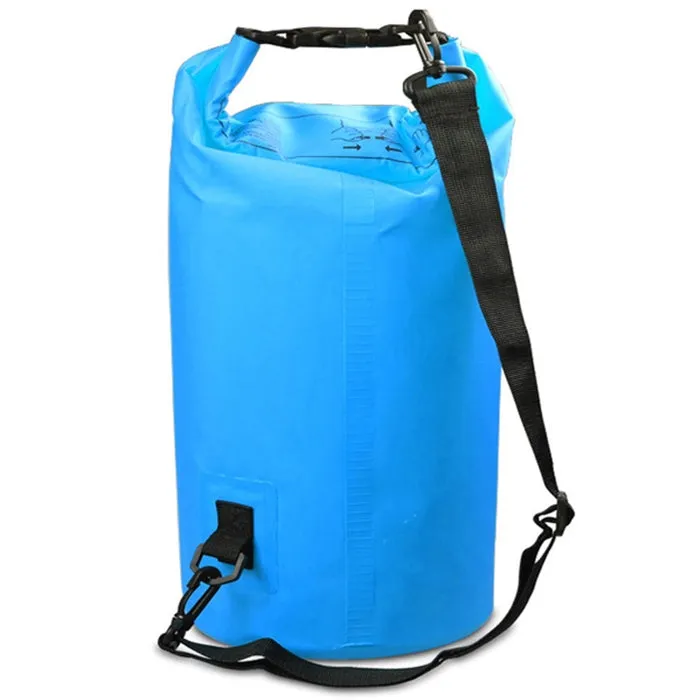 Outdoor Waterproof Double Shoulder Bag Dry Sack PVC Barrel Bag, Capacity: 30L (Sky Blue)